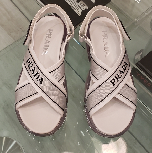 EUC - Prada white and clear casual platform sandals - Picture 2 of 14